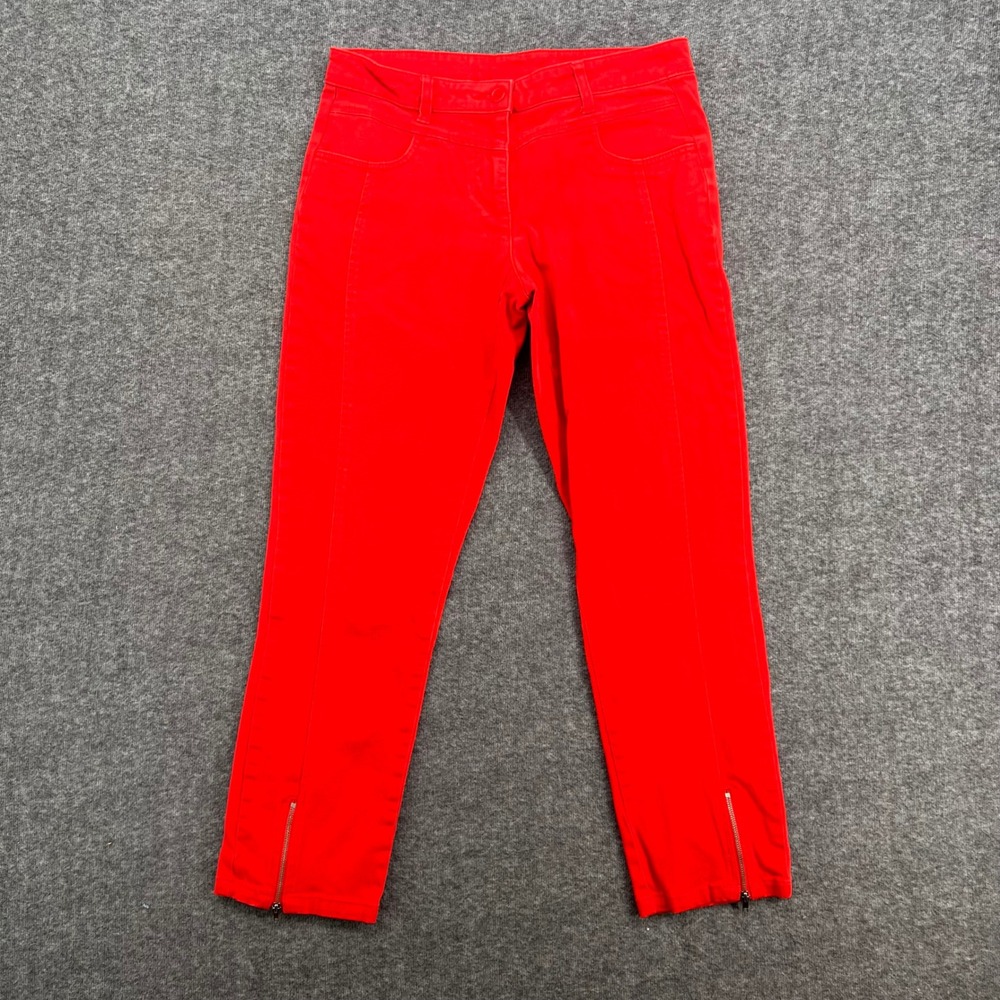 Womens Red Slim Leg Ankle Zip Pants Mid Rise Stretch Cotton Size 6P